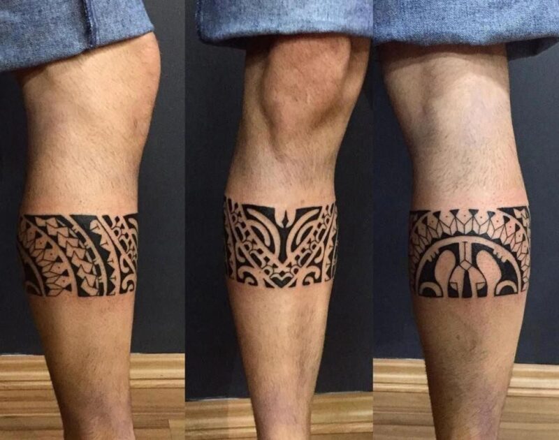 Hình xăm vòng mini cho nam ở bắp chân