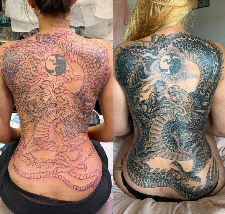 Hình xăm rồng kín lưng dành cho nữ cực chất