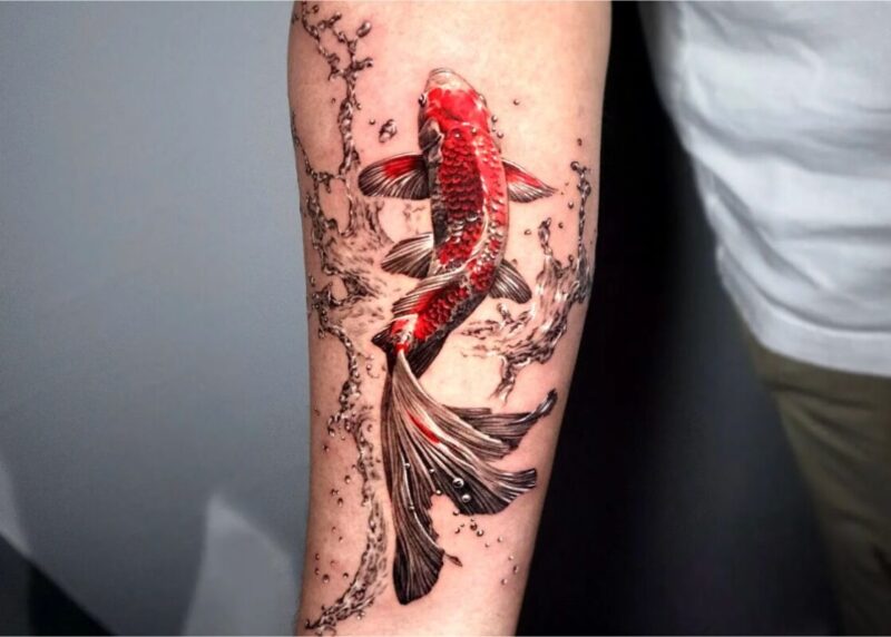 Hình xăm cá chép đỏ đẹp