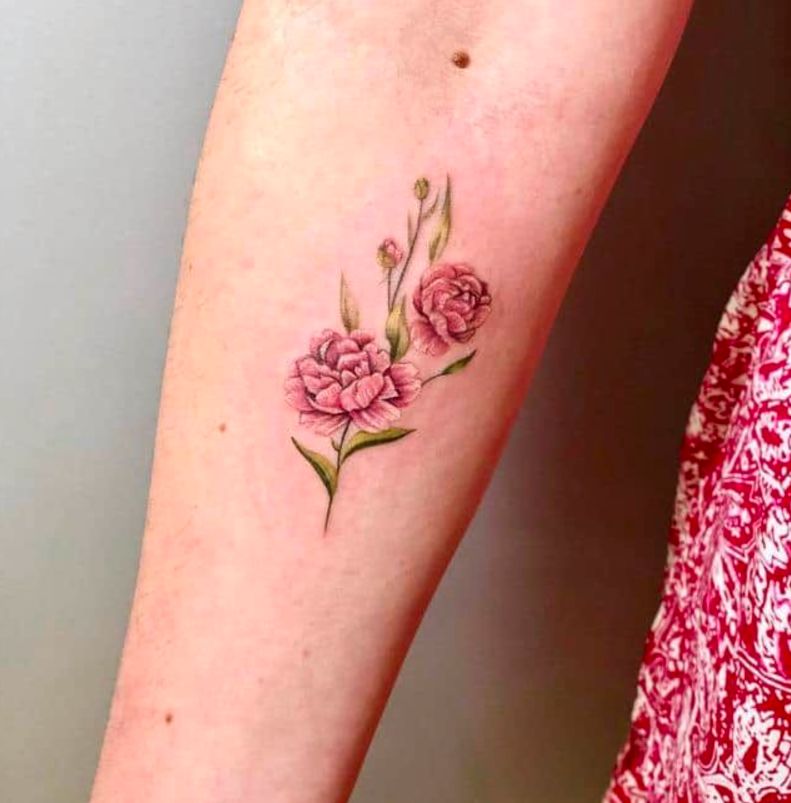 Hình xăm hoa mẫu đơn mini
